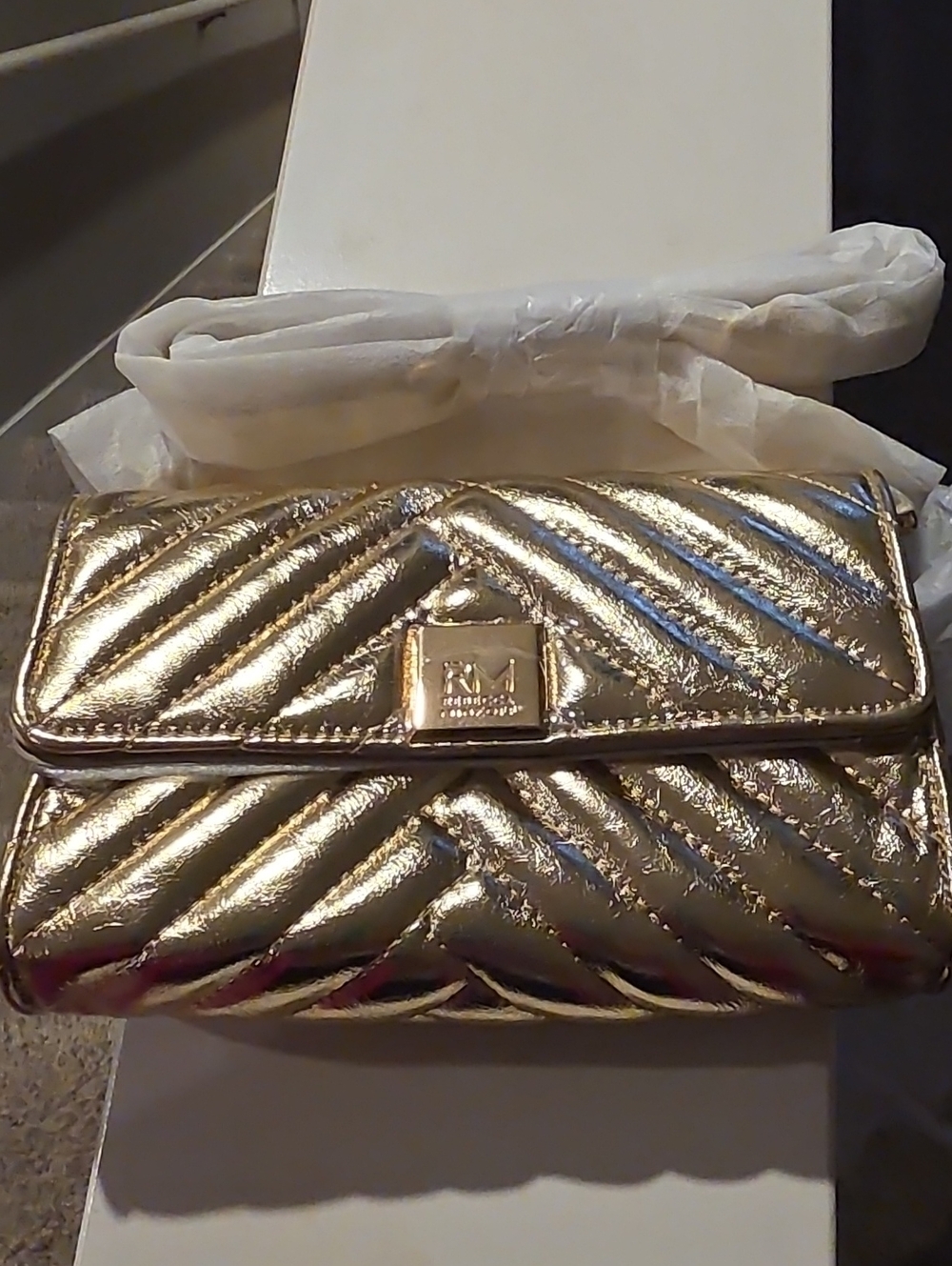 Rebecca Minkoff Metallic Gold Quilted Crossbody - Picture 5 of 7